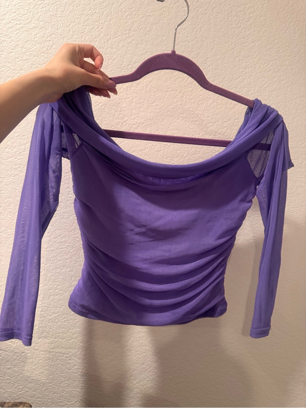 Women’s Off-Shoulder Long Sleeve Top - Purple